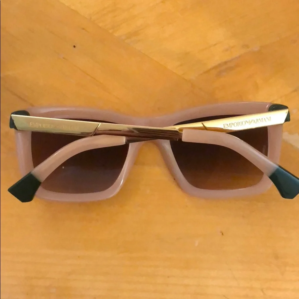 Emporio Armani Pink Beige Square Gradient Women's Sunglasses with Gold Temples